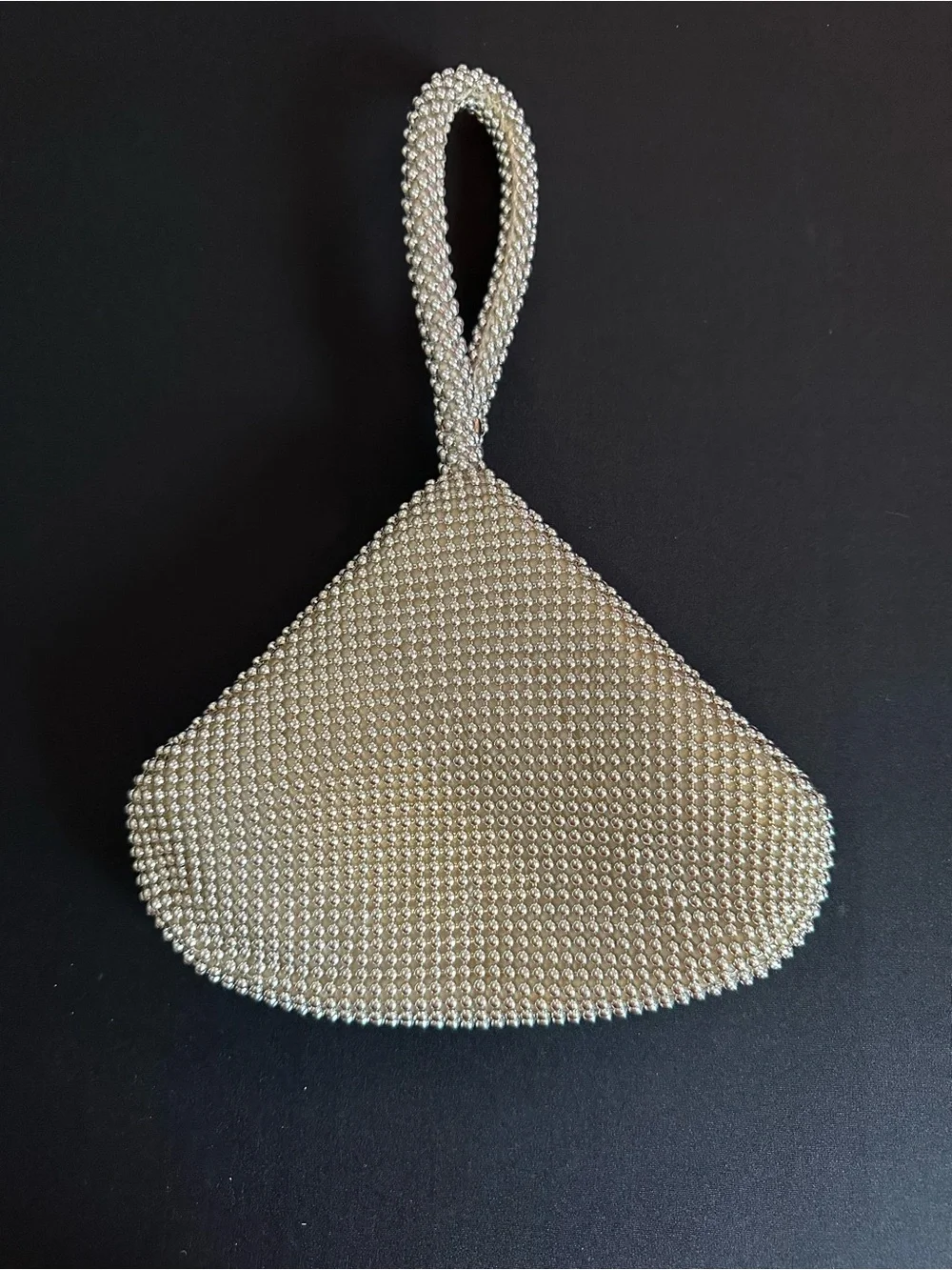 Elegant Silver Beaded Wristlet Clutch
